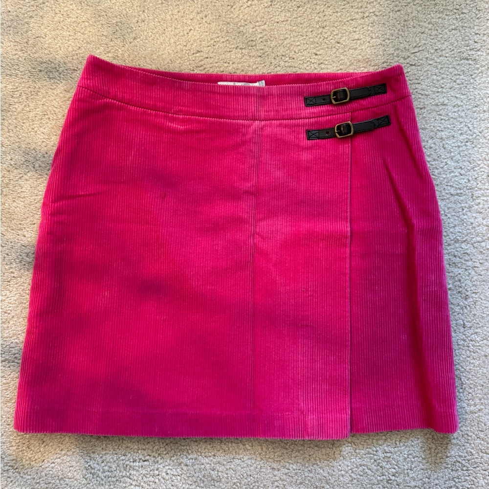 Boden Hot Pink Corduroy Mini Skirt with Buckle Straps